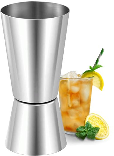 CHEFZOCO Vaso Medidor Cocktail, Vaso medidor para cócteles, Jigger Dual, Medidor para Cócteles, Dosificador de Bebidas, Medidor Doble de Cocteles, Acero inoxidable, Capacidad 20cc - 40cc