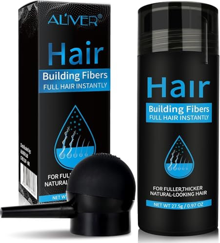 Fibre Capillaire Noir, Fibres Capillaires avec Applicateur en Spray - Densificateur de cheveux Hair Loss Concealer Professionnelle Poudre Spray pour Augmente le Volume (Noir)