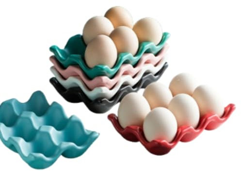 6 Pezzi Vassoio Uova in Ceramica, Vassoio Porta Uova Frigo, Organizzatore Uova Frigo, Organizzatore Frigorifero, Porta Uova Frigo, Dispenser Uova per Adatto a cucina, frigorifero, sala da pranzo, sogg