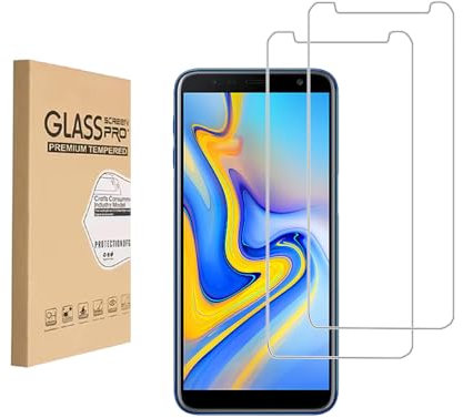 [2 pièces] Protection d'écran en verre trempé, conçu pour Samsung Galaxy J6 Plus, verre trempé/cadre d'alignement/anti-rayures/couvre uniquement la zone de l'écran