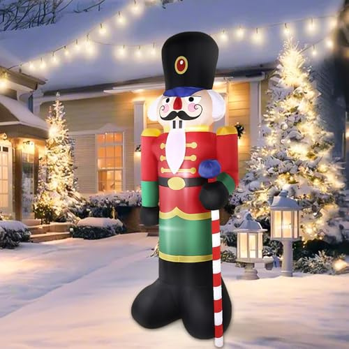 OHMG 240cm Décorations de Noël Gonflables de Soldat,Soldat de Casse-Noisette Gonflable de Noël Soldat de Noël Gonflable Décoration de Noël pour l'Intérieur et l'Extérieur