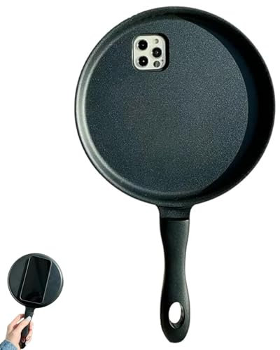 Creative Frying Pan Phone Case, Saucepan Case for iPhone 16 15 14 13 12 11 Pro Max Plus 3D Creative Funny Phone Cover, 3D Creative Saucepan Hard, DIY Funny Creative Case (11,Black)