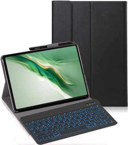 YHFZR Teclado Funda para Honor Magic Pad 2 Tablet, (QWERTY English) 7 Colores Desmontable Teclado Wireless Keyboard Case para Honor Magic Pad 2 Tablet 12,3 Pulgada, Negro
