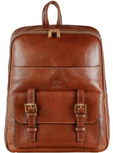 Time Resistance Herren Rucksack aus Leder - Handgefertigt in Italien - 100% Lederrucksack - Vintage Rucksack Damen und Herren