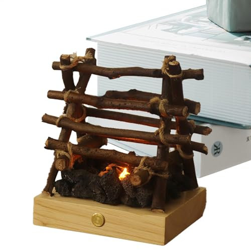 Luz Nocturna para fogata, Pozo de Fuego Falso, Lámpara de Hoguera de Fuego sintético 3 Modos Ajustables, Lámpara de leña Falsa para fogata LED, pequeña Chimenea eléctrica de imitación, Luces noctur