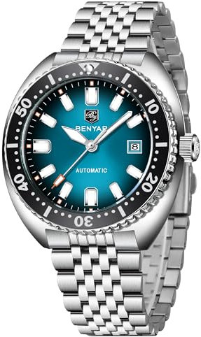 Pagani Design Herrenuhr Automatik Mechanische Uhr, NH35/8215 Uhrwerk, Edelstahl 40mm Saphirglas, 100M Wasserdicht Armbanduhr (5211 Himmelblau)