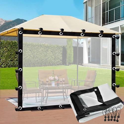 JIwqDY Clear Tarps with Grommets Clear Plastic Tarpaulin Pergola Side Panels for Outdoor, Greenhouse, Balcony, Garden(3x2.5m(9.84x8.2ft))