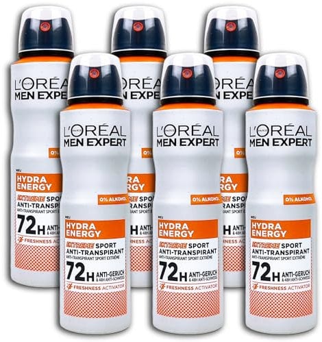 6 er Pack L’Oréal Men Expert Deospray Hydra Energy Extreme Sport Antitranspirant Deodorant 6 x 150 ml