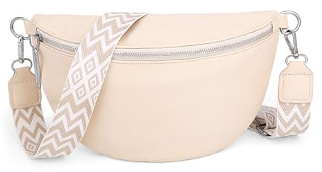 GSenhui Bauchtasche Damen Leder Crossbody Bag Damen Bauchtasche Breiter Gurt mit Reißverschluss,Umhängetasche Schwarz für Reisen Einkaufen