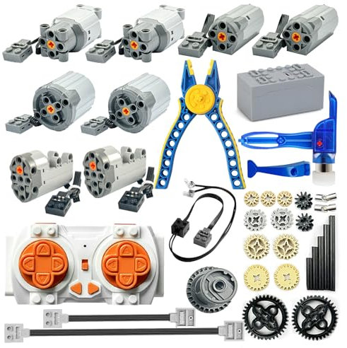 Kit de motor 37 en 1 compatible con engranajes de piezas Lego Technic, juego de motor de función de potencia, ejes de fibra de carbono y juntas universales de aleación, control remoto de batería