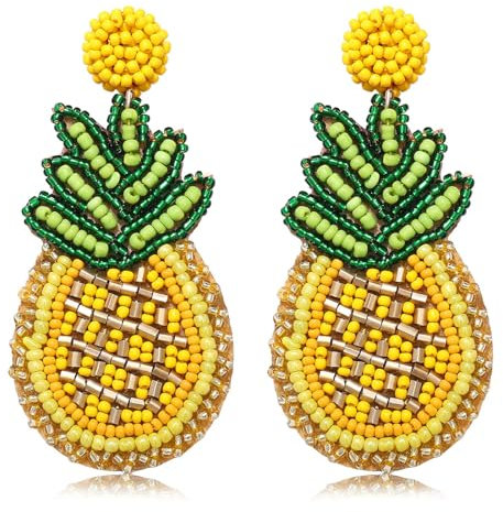 DIELOVEHUA Frucht Ohrringe, Ananas Ohrringe, Niedliche Ananas Tropfen Ohrstecker, Kreativ Sommer Obst Thema, Hawaii Schmuck, für Sommer Strand Hawaiian Geburtstag Hochzeit
