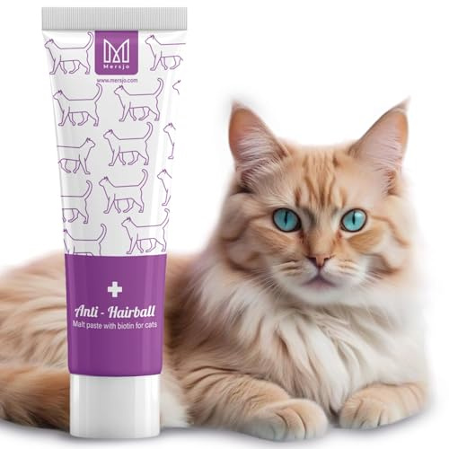 Mersjo Anti-Hairball Katzenpaste 100g – Nahrungsergänzung für Katzen, gegen Haarballen, mit Omega-Fettsäuren, Vitaminen A/C/E, für Fellpflege & Verdauung