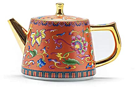 CWCQGH 230ML Ceramic Teapot Gold Handle Home Office Teapot Enamel Chinese Small Tea Set Single Pot Tea Room Tea Set