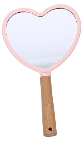OATIPHO Miroir De Maquillage Cosmétique Forme De Cœur Miroir De Poche Portable pour Femme Rose à Main HD