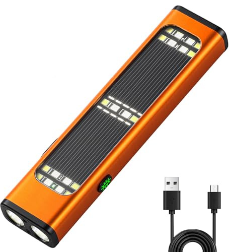 Ciwuzxs Solar/Rechargeable EDC Flat Flashlights, Small Pocket Light Orange