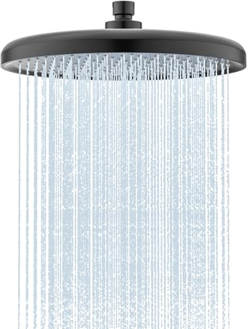ANNWA 25cm Regendusche Duschkopf,Regenduschkopf,Regendusche schwarz,Regenbrause,Anti-Kalk-Düsen,Installierbar an der Wand oder Decke(Mattschwarz, N1DP701MB)
