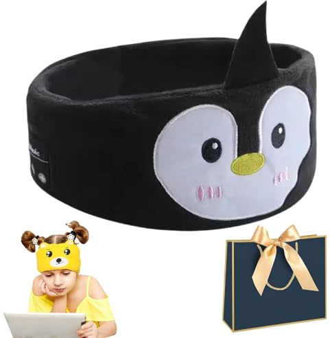 Stirnband Mit Bluetooth Lautsprecher, Verstellbares Schlafmaske, So Weich Wie Ein Kissen, Lässt Sich Überall Mit Hinnehmen, Waschbar, Für Kinder Nickerchen Reisen (Pinguin)