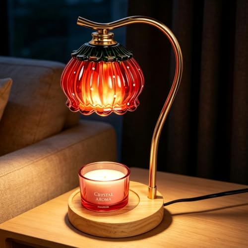 INQUIRLLY Candle Warmer Lamp mit Timer und Dimmer Kerzenwärmer | Erdbeere Kerzenwärmer lampe mit 2 Glühbirnen, kerzenlampe für Glaskerzen, Flammenlos & Sicher, Geschenk & Home Dekor