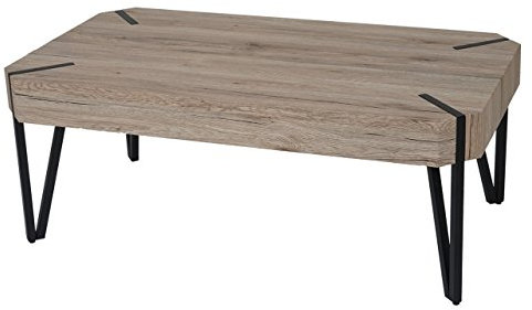 Couchtisch Kos T573, Wohnzimmertisch, 43x110x60cm MVG-Zertifiziert - Sanremo Eicheoptik, dunkle Metall-Füße