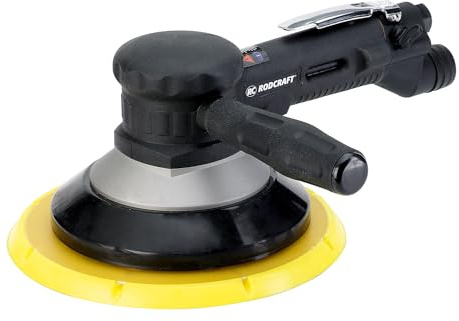 Rodcraft RC7691V Druckluft Exzenterschleifer 200 mm | 200 mm Schleifteller, 9000 U/min, 210 W Leistung. Niedrige Vibration und geringer Geräuschpegel für komfortables Schleifen