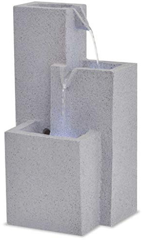 Tidyard Zimmerbrunnen Tischbrunnen Zierbrunnen Dekobrunnen mit LED-Licht Polyresin Dekoration 22,5 x 18 x 40,6 cm