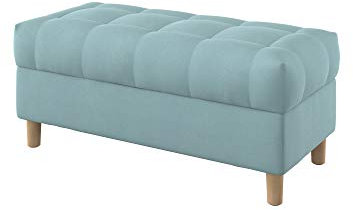 Furninero - Raffinierte gepolsterter Sitzbank Sitzhocker Sitzruhe Betthocker Ottomane, mit Stauraum, Gerundete Beine, 100 cm breit, Majestic Velvet Light Blue Stoff (Licht zu reinigende), Blau