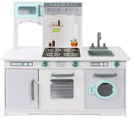 Bayer Chic 2000-Cucina Giocattolo, Colore Bianco, Menta, Grigio, 96 x 37,5 x 96,5 cm, 307 35