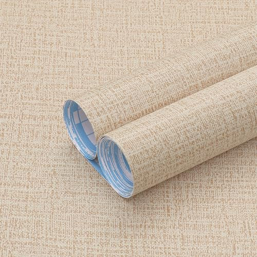 Carta da parati ruvida ruvida color cachi, carta da parati autoadesiva rimovibile da 39,9 x 299,7 cm, in tessuto di lino sintetico, carta da parati rimovibile per decorazione parete, camera da letto,