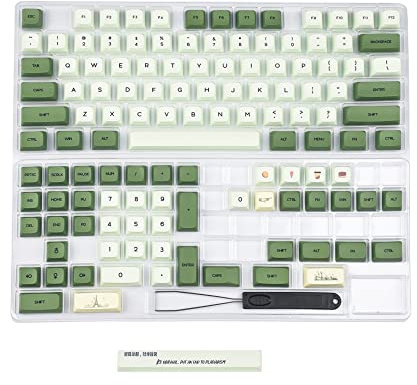 Matcha Dye Sub ZDA PBT Keycap Similar to XDA Japanese Korean Russian for MX Keyboard 104 87 61 Melody 96 KBD75 ID80 GK64 68(Only Keycap) (Matcha English Base Kit)