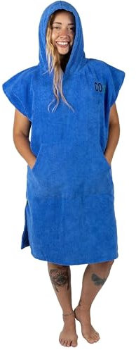 COR Surf Handtuch Poncho für Erwachsene - Weicher, schnell trocknender Bade Poncho aus Mikrofaser, Kapuzenhandtuch mit Taschen, leicht und farbecht, erhältlich in verschiedenen Farben, Mittelblau, M