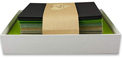 100x Farbige Faltkarten blanko mit Umschlag und Einlegeblättern in DIN B6 - Vintage Kraftpapier