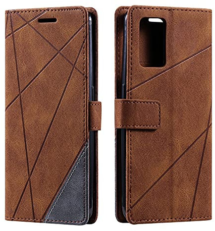 SONWO Hülle für Oppo A74 4G / Oppo F19, Premium Leder PU Handyhülle Flip Case Wallet Silikon Bumper Schutzhülle Klapphülle für Oppo A74 4G / Oppo F19, Braun