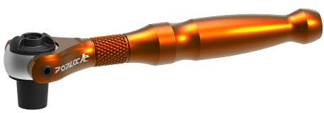 POPLOCK Drehkopf, 90-Zahn-Mini-Sechskant-Bit-Ratsche, 6,35 mm (1/4 Zoll), Aluminium, wendbar, 250-Grad-Schnellspann-Bit-Treiber, Drehknarre (Orange)