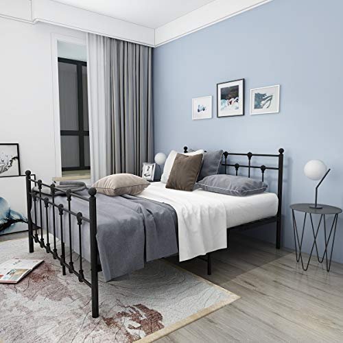 Panana Vintage Style 4FT6 Metal Bed Frame Modern Industrial in Black Double Size