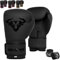 Islero EVO Fitness Matte Black Boxing Gloves Men Punch Bag Women Pink MMA Muay Thai Martial Arts Kick Boxing Sparring Training Fighting Gloves With Hand Wraps (14 OZ, Black)