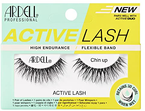 Ardell Active Lash Chin Up Künstliche Wimpern, wasserabweisend, mittleres Volumen und Länge, veganfreundlich, 1 Paar (1 Stück)