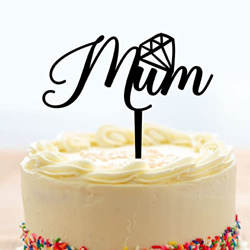 Mum Diamond Cake Toppers Mom Cake Topper Muttertag Kuchen Tafelaufsatz Kuchen Topper Dekorative Party Kuchen Dekoration für Muttertag Acryl, Schwarz