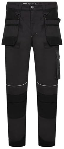 JCB Workwear - Trade Graphite Holster Trousers for Men - Cordura Reinforced Hems & Pockets - Regular Leg (32) - Polyester/Cotton - Waist 44