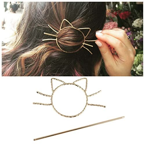 Yheakne Metall Haarspange Haarspange Katzenform Haarnadel Vintage Haargabel Pin Bun Halter Legierung Haarspange Dekorative Haarschmuck für Frauen und Mädchen (Silber)