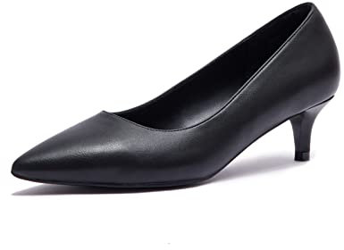 Zhabtuc Damen Pumps mit Kitten Heel, Sexy Spitz Niedrige Absätze 5 cm Absatzschuhe Geschlossene Pumps mit Kleinem Absatz Elegant Brautschuhe Büro Heel Schuhe, Schwarz 39EU