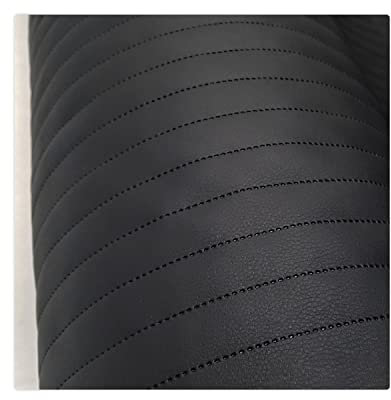 Kunstleder Meterware Stoffe zum Nähen Schwarz Wasserdichte Polsterung (1 Stk- Breite: 140cm x Länge: 100cm) Polsterstoff Polster für Möbel Schuhe Handtaschen Steppung Streifen alle 2,5 cm
