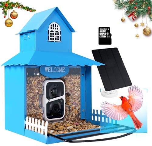 Intelligenter Vogelfutterspender mit Kamera, 1080P HD-Kamera, automatische Erfassung von Vogelvideos, Solarpanel und App, Benachrichtigung von Vogelvideos. KI-Identifizierung von über 11000