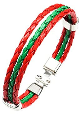 WSZJLN Uomini Donne Spagna Germania Francia Italia Argentina Bandiera Nazionale PU Bracciali In Pelle Braccialetto Colorato Coppia Gioielli Handmade Gift-Marocco