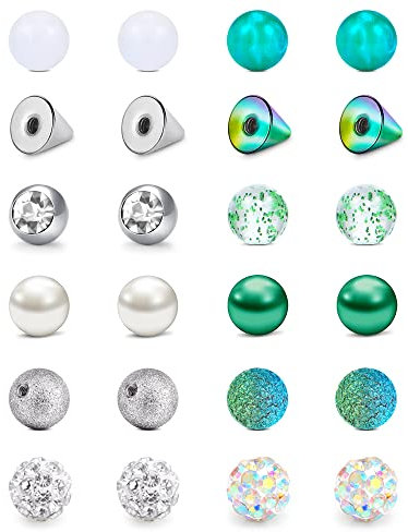 Funseedrr Silber Piercing Kugeln Set 1,6mm Gewinde Chirurgenstahl 5mm Ersatzkugel Schraubkugel