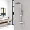 Aica Sanitarios Columna de Ducha Termostática, Cuadrado Rociador Superior Plata, Ducha Lluvia de Baño, Barra ajustable 80-120cm con soporte deslizante