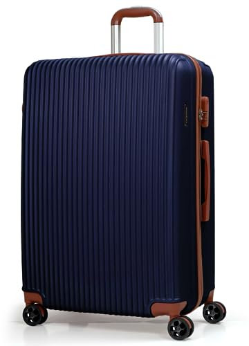 CALDARIUS Large Luggage | Durable Suitcases | Lightweight & Secure with Combination Lock | Smooth 4 Dual Spinner Wheels | Ideal Travel Bag & Luggage Sets (Navy Blue, Large 28'')