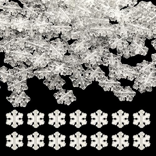 SUNNYCLUE 1 Box Mit 500 Stück Schneeflocken Perlen Silberfarbene Schneeflocken Perlen Weihnachten Silberne Schneekristalle Mini Acryl Feiertags Beads Durchsichtig Zur Schmuckherstellung Beads
