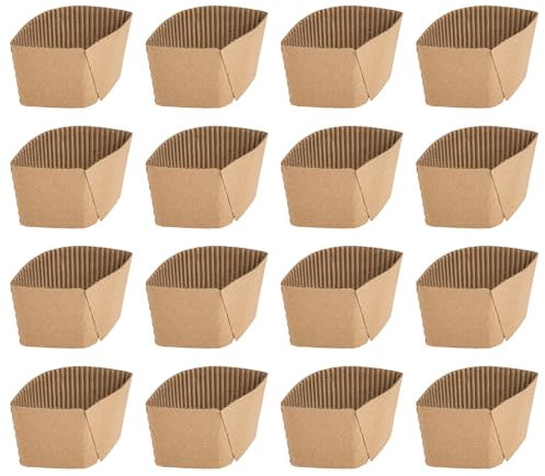DOITOOL 250 Piezas Tazas de Café Kraft Chaqueta de Papel de Cartón Corrugado para Bebidas Calientes y frías Portavasos Tapas De Botellas De Refresco Mangas Para Calientes