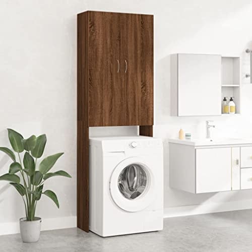 prissent Mobile per Lavatrice Rovere Marrone 64x25,5x190 cm Mobiletto Bagno Salvaspazio Mobile Lavatrice Salvaspazio Lavanderia Mobili Mobiletto Lavatrice Adatto Per Bagni o Lavanderia