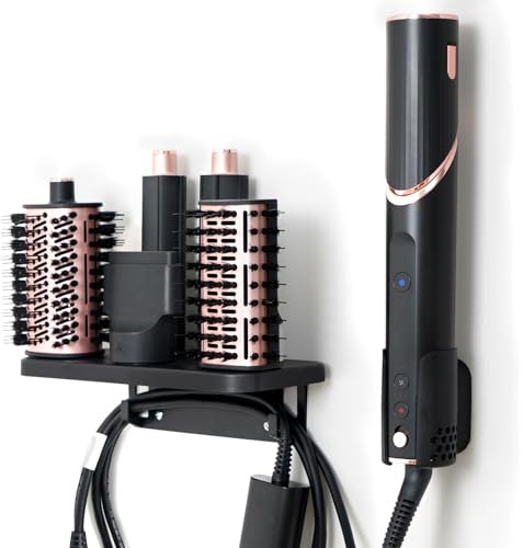 Hair Dryer Holder Compatible with Shark FlexStyle, Wall Mount Holder Compatible with Shark FlexStyle for Storage Attachments Curling Wand Organizer Rack with Cord Hanger for Accessories Curlers Brush